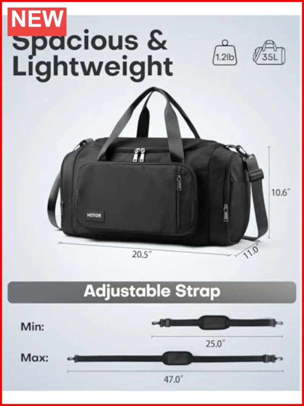 Spacious Duffle Bag with Shoe Compartment & Wet Pocket, Carry On Weekender